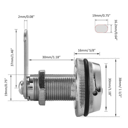 Tidorlou 4 Pack Combination Cabinet Lock 1 1/8" Cylinder Cam Locks Silver