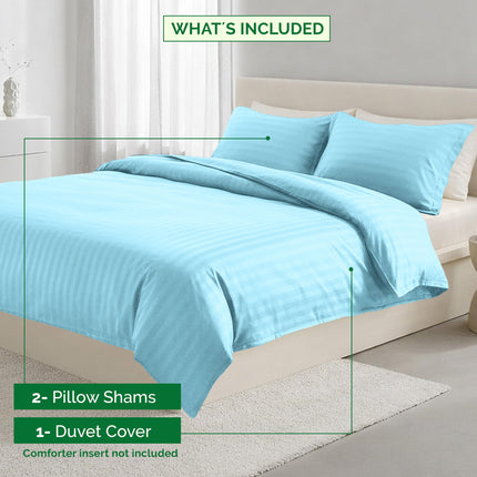 Elegant Comfort Silky-Soft 1500 Thread Count Egyptian Quality Wrinkle-Free 3-Piece Duvet Cover Set, King/Cal-King, Light Blue/Aqua