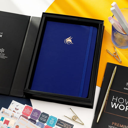 Clever Fox Planner Premium Edition - Luxurious Weekly & Monthly Planner to Increase Productivity and Hit Your Goals - Organizer - Undated, Start Anytime, A5, Lasts 1 Year, Navy Blue (Weekly)