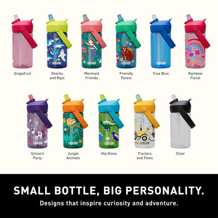 Camelbak THRIVE FLIP STRAW KIDS 415 ml – sport bottle – leak-proof – child-friendly size – easy drinking closure – ideal for on the go – Tractors And Trees, size: OS