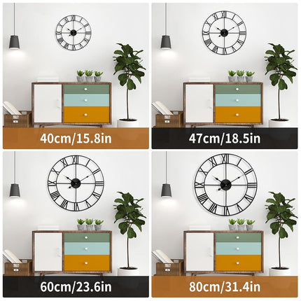 Mee 2ou Wall Clock - 47CM Non Ticking Metal Wall Clock Roman Numerals