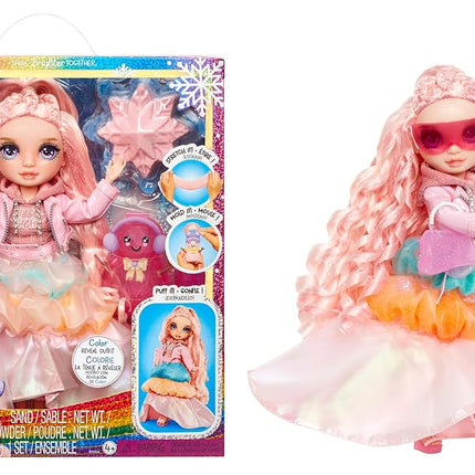 Rainbow High Winter Wonderland Bella - Pink 11" Fashion Doll with Magic Snow Hidden Fashion Inflating with Water and Snowman Set Great Gift for Kids 4-12