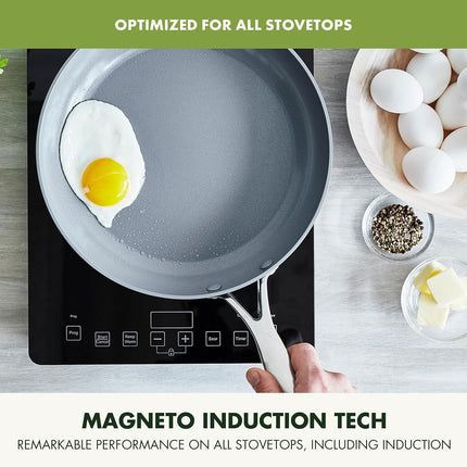 GreenPan Valencia Pro Hard Anodised Healthy Ceramic Non-Stick 26 cm Frying Pan Skillet, PFAS-Free, Induction, Oven Safe, Grey