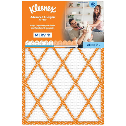 Filtro de aire para alérgenos avanzado Kleenex 20x30x1 pulgadas - CLASIFICACIÓN MERV 11 (Paquete de 4)