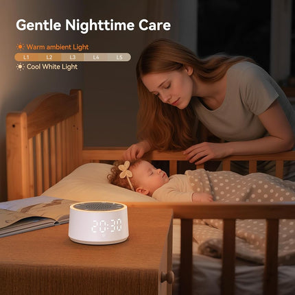 Dreamegg D1 Nova, 3 in 1 White Noise Machine, Alarm Clock with Light, White