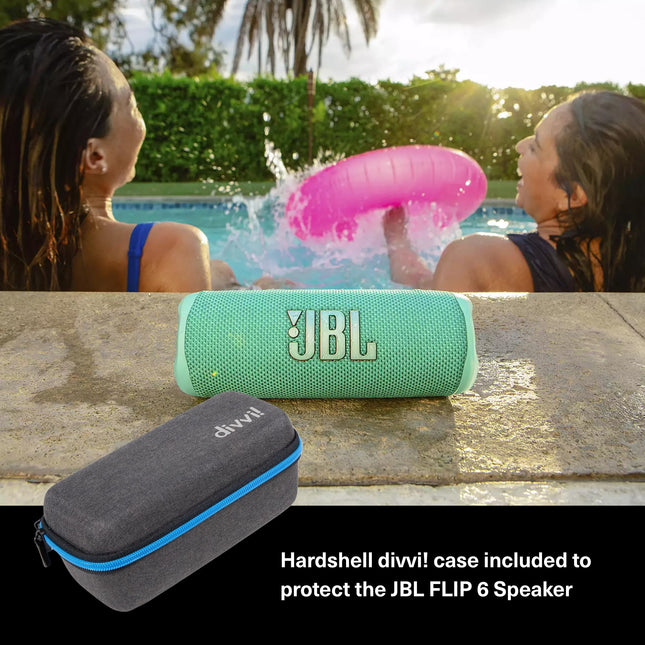 JBL Flip 6 Waterproof Portable Wireless Bluetooth Speaker Bundle with divvi! Premium Hardshell Case - Gray