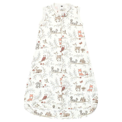 Hudson Baby BabyCotton Saco de Dormir de Manga Larga, Manta, Sin Mangas, Amigos del Bosque para Niñas, 0-3 Meses