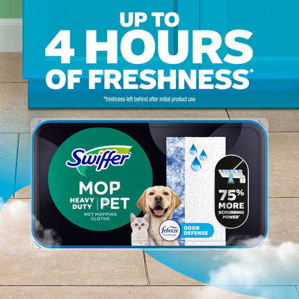 Heavy Duty Pet Wet Mopping Cloths with Odor Defense, 20 Count