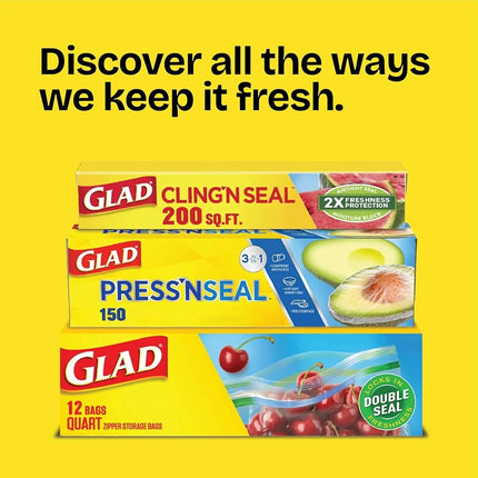 GLAD Flex’N Seal Food Storage Plastic Bags, Gallon, 35 Count, Pack of 4