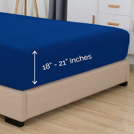Elegant Comfort 1500 Premium Hotel Quality 18-21 Inches Deep - Extra Deep Pocket Single Fitted Sheet for High Mattress, Luxury and Softest, Smart Pocket - Wrinkle Free, King, Royal Blue