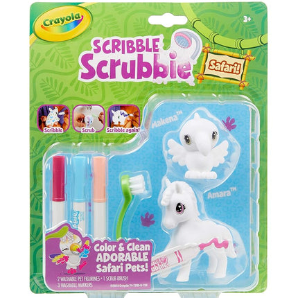 Crayola Scribble Scrubbie Safari Animals, Zebra & Bird, 2Count, Creative Toy, Gift for Kids, Age 3, 4, 5, 6