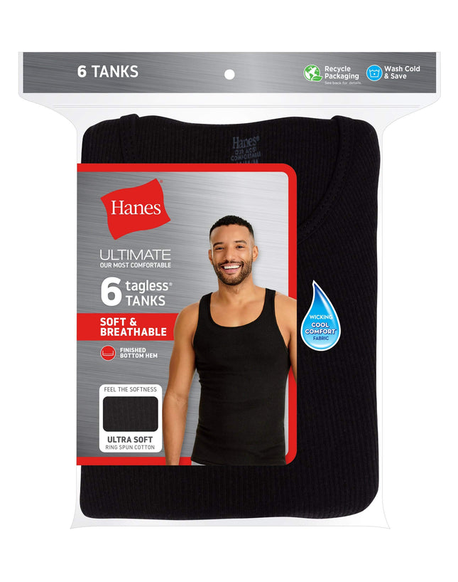 Hanes Ultimate Camiseta sin mangas teñida para hombre, Gris/Negro, XL