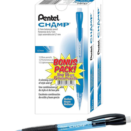 PENAL17CSWUS - Pentel Champ Mechanical Pencil, 0.7 mm, Blue Barrel, 24/Pack