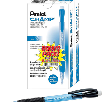 PENAL17CSWUS - Pentel Champ Mechanical Pencil, 0.7 mm, Blue Barrel, 24/Pack