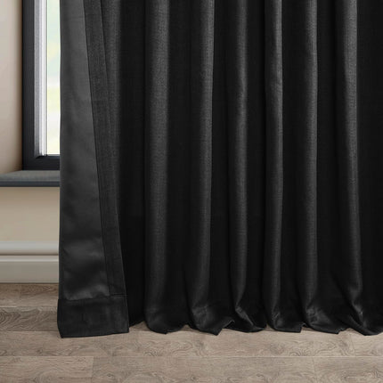 HPD Half Price Drapes Extra Wide Linen Room Darkening Curtain (1 Panel) 100 X 96, BOCH-LN21333-96-DW, Essential Black