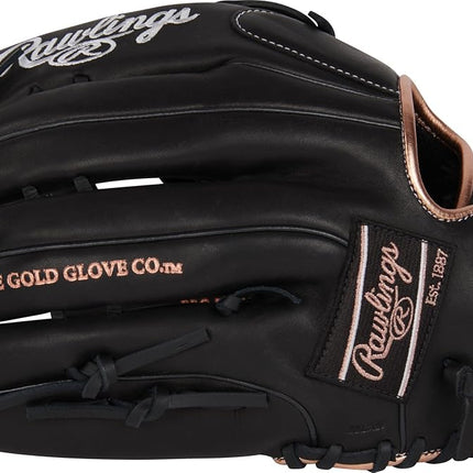 Gant de softball Fastpitch Rawlings R9 | Tailles 11,5" Plusieurs styles Gant femme, Pro H-Web | Noir, 13" | Champ extérieur