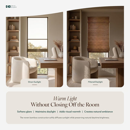 CHICOLOGY Bamboo Roman Shades - Customer Favorite Blackout Blinds for Windows, Premium Quality, Ideal for Home, Moose (Blackout) Brown, 23" W X 64" H