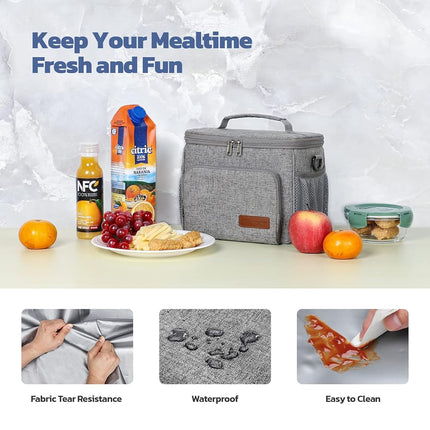 Maelstrom Lunch Box for Men,Insulated Lunch Bag Women/Men,Leakproof Lunch Cooler Bag,Lunch Tote Bag,8L,Gray