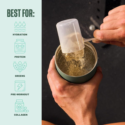 Vaso batidor térmico de acero inoxidable 2 en 1 BlenderBottle, tapa a prueba de fugas Swig, popote, BlenderBall, sin BPA, para batidos de proteínas, licuados y preentrenamiento, 24 oz, verde (cristal de mar)