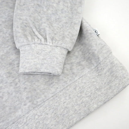 HonestBaby Baby 2-Piece Cozy Velour 100% Organic Cotton Sweatshirt and Jogger Sweatpants Set, Light Gray Heather, 24 Months