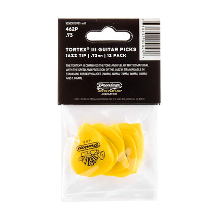 Jim Dunlop 462P.73 Tortex III Player Pack (Pack of 12)