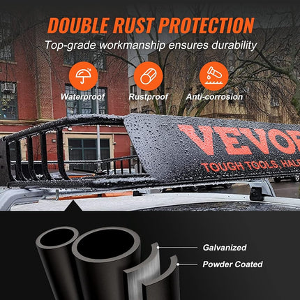 VEVOR Roof Rack Cargo Basket,130 x 91cm Rooftop Cargo Carrier w/ 15 Cu Ft Waterproof Cargo Bag, 90 KG Capacity Universal Rack Carrier for SUV, Truck