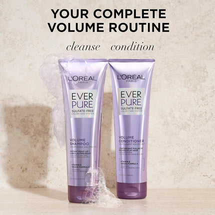 L'Oreal Paris EverPure Volume Sulfate Free Shampoo and Conditioner Kit for Color-Treated Hair, Volume + Shine for Fine, Flat Hair, with Lotus Flower (8.5 Fl; Oz each) (Packaging May Vary)