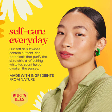Burt's Bees Facial Cleansing Towelette Wipes for Normal Skin with White Tea Extract, 30 Counts (Package May Vary)