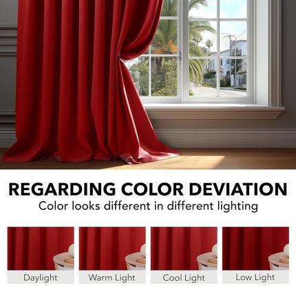 Deconovo Blackout Curtains Back Tab and Rod Pocket, 52x45 Inch, True Red, Thermal Insulated Room Darkening Red Curtains for Kitchen Window