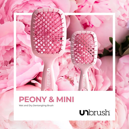FHI HEAT UNbrush and UNbrush MINI Wet & Dry Vented Detangling Hair Brush, Peony Light Pink