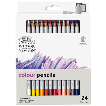 Winsor & Newton Studio Collection Colouring Pencils, 24 Soft Core Drawing Pencils, Premium Artist Quality, for Sketching, Blending, Shading and Layering