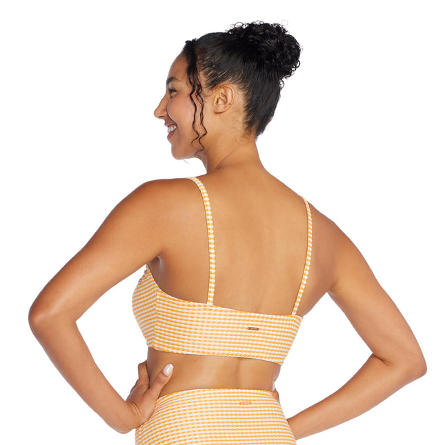 Haut de maillot de bain bikini réglable à col carré Speedo pour femme, Texture Jaune Été, Petit
