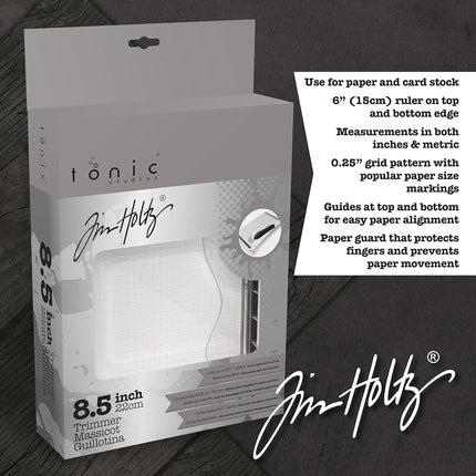 Tonic Studios Tim Holtz Tonic Guillotine Comfort Paper Trimmer 8.5-inch by Tim Holtz Grey/Red, Acrylic, Multicolour, 4.29x19.32x31.36 cm
