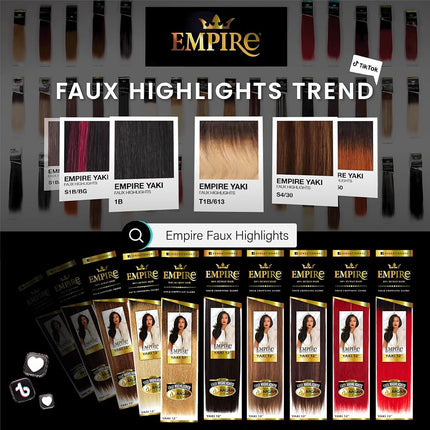 Sensationnel Empire Yaki Human Hair,1 Pack 12 inch, T1B/30