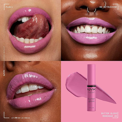 NYX Professional Makeup, Butter Gloss, Lip Gloss, Non-Sticky - Merengue (Pink lilac)