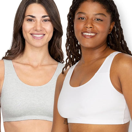 Sujetador deportivo estilo camiseta sin mangas Fruit of the Loom para mujer, paquete de valor, opaco, negro/gris jaspeado/arena/blanco, 48 (paquete de 4)