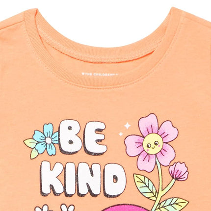 The Children's Place Girls' Butterfly Short Sleeve Graphic T-Shirts, Multipack, Be Kind/Frog Mushroom, 5T