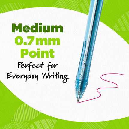 BIC Ecolutions Plastic Gel Pens, Medium Point (1.0mm), 12-Pack, Retractable Assorted Ink Pens Made from 78% Recycled Ocean Bonded Plastic, Excluding