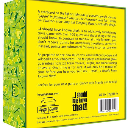 I should have known that. 21026 "About Things You Oughta Know. Trivia Card Game