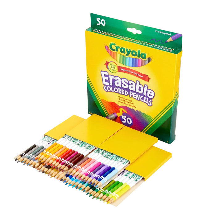 Lápices de colores borrables Crayola, esenciales para libros de colorear, 50 unidades