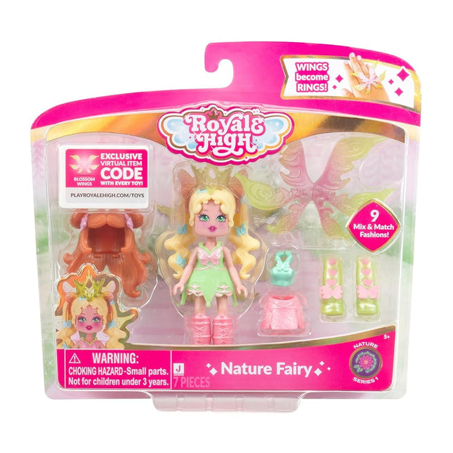 Royale High 3 Inch Nature Fairy Fashion Doll - 1 Figure with 9 Fashion Accessories - Virtual Item Code Included - Series 1 - Ages 5+