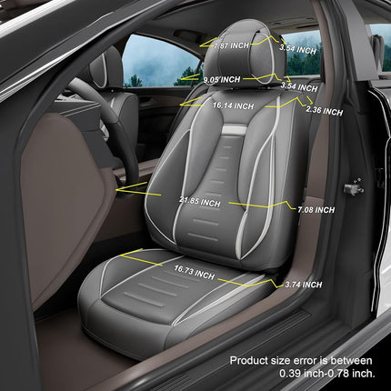 SLARY 5PCS Angel Wings Front and Back Car Seat Covers Auto Interior Accessories with Water Proof Nappa Leather for Cars SUV Pick-up Truck Universal Comfortable and Breathable (Full Set, Grey)
