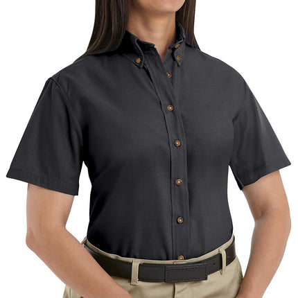 Red Kap Women's Short Sleeve Poplin Dress Shirt - Black - 14