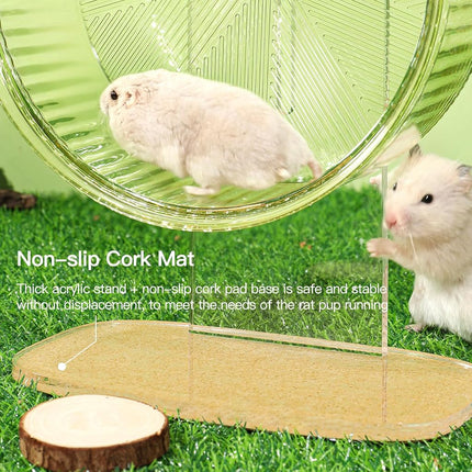 Super-Silent Hamster Exercise Wheel: Silent Spin Toys Hamster Running Wheels with Height Adjustable Stand for Hamsters Gerbils Mice Or Other Small Animals -8.5inch Green