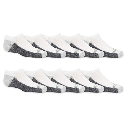 Fruit of the Loom Boys Dual Defense Cushion Comfort No Show Socks 10 Pack, White, Boys' Shoe Size: 6-7.5