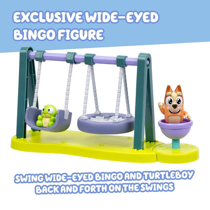 BlueY Mini Playsets Playset Turtle Boys Playground Includes Avid Bingo Figure with Movable Joints & Turtle Boys