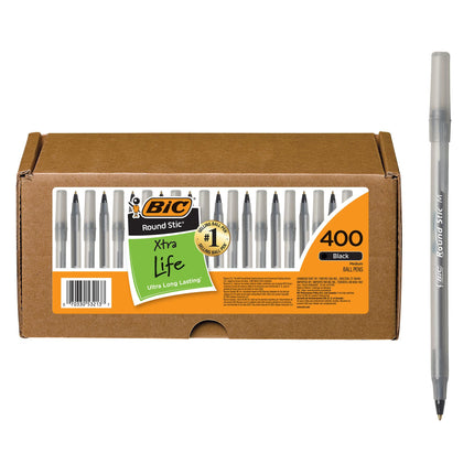 BIC Round Stic Xtra Life Ballpoint Pen, Medium Poi