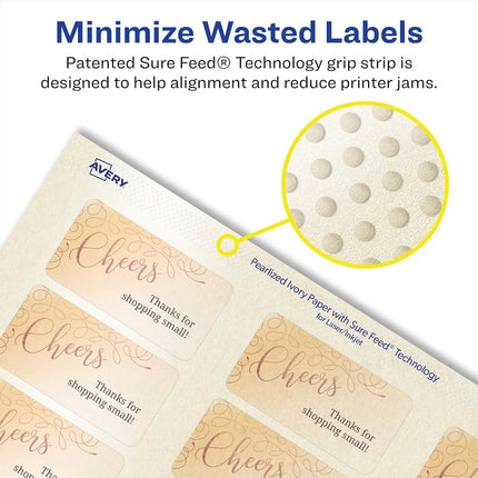Avery Pearlized Ivory Rectangle Labels with Sure Feed Technology, Print-to-The-Edge, 1-13/16" x 2-3/16", 300 Pearlized Ivory Labels, Laser/Inkjet Printable Labels