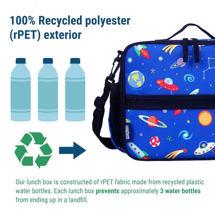 Wildkin Kids ECO rPET Insulated Lunch Box – Keeps Food Hot or Cold, Easy-Clean Lining, Mesh Pockets & BPA-Free – Boys & Girls, Ideal for School, Travel & Daycare – Out of This World