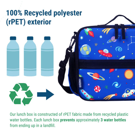 Wildkin Kids ECO rPET Insulated Lunch Box – Keeps Food Hot or Cold, Easy-Clean Lining, Mesh Pockets & BPA-Free – Boys & Girls, Ideal for School, Travel & Daycare – Out of This World